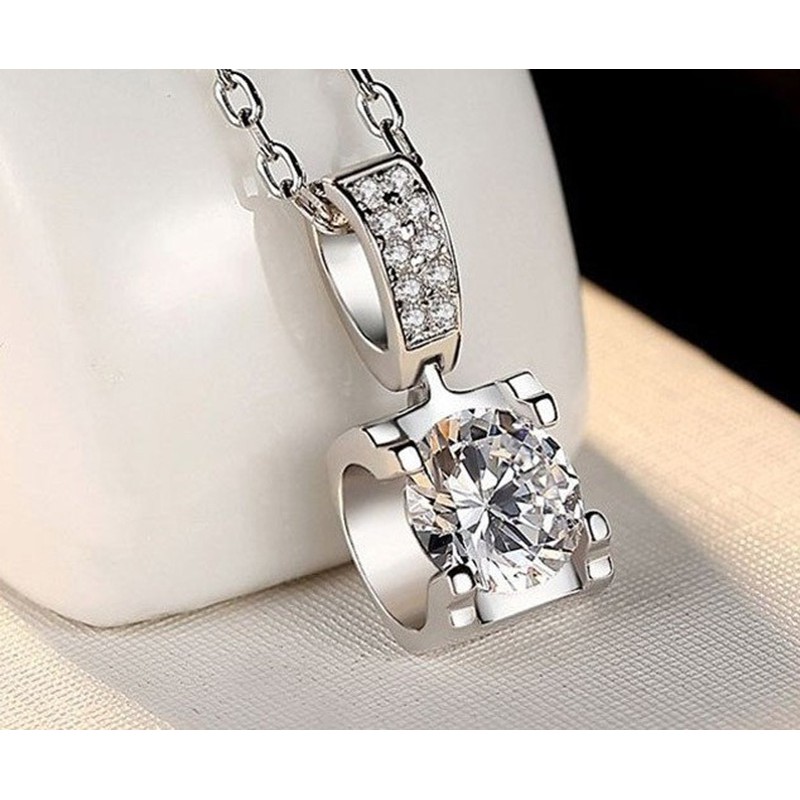 Vòng cổ moissanite bạc 925 dây chuyền mạ vàng trắng 18k[Bán chạy năm 2020]