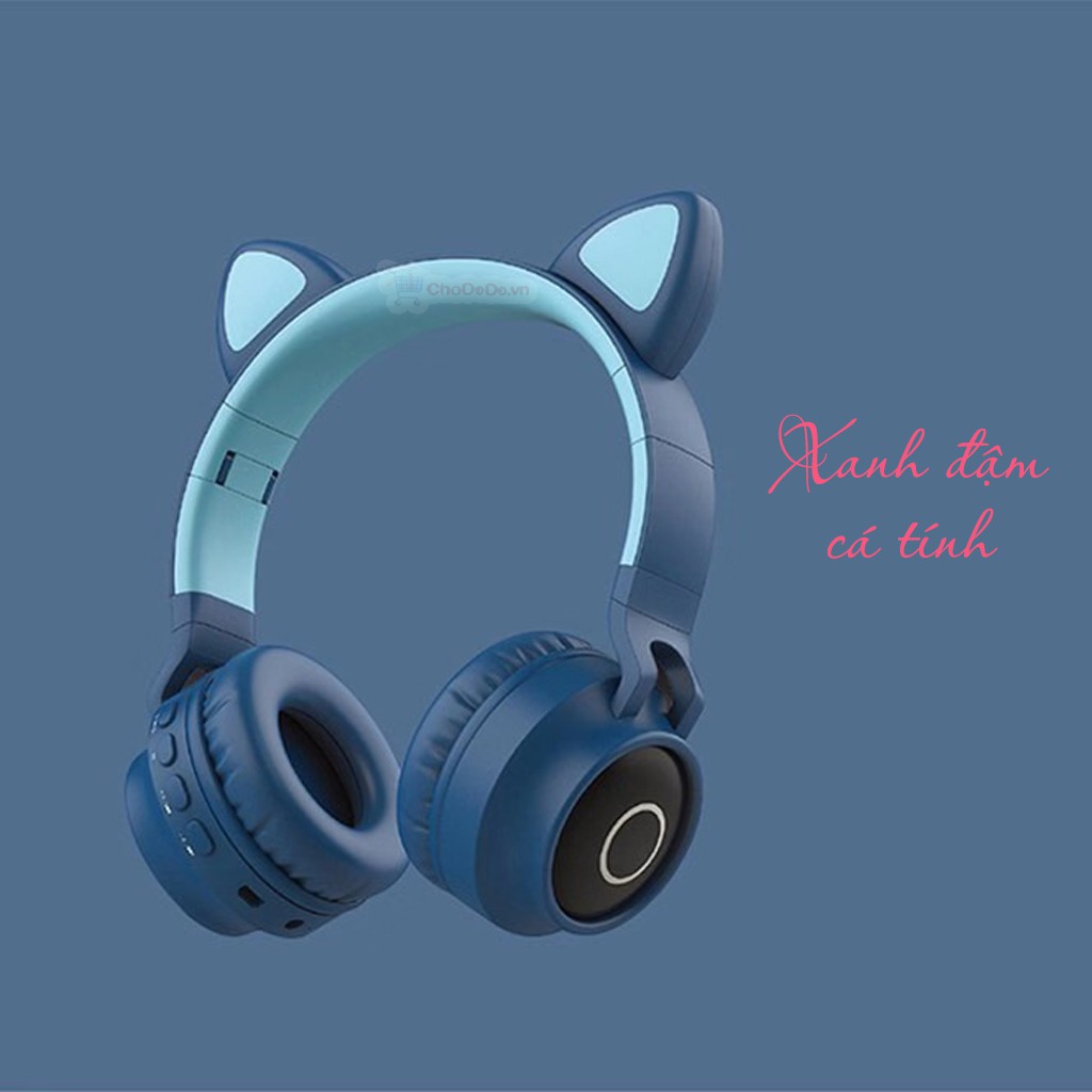 Tai nghe Tai Mèo blueooth HP05, headphone tai mèo siêu cute kèm Mic thoại, Bass cực mạnh, dung lượng pin khủng 400mAh