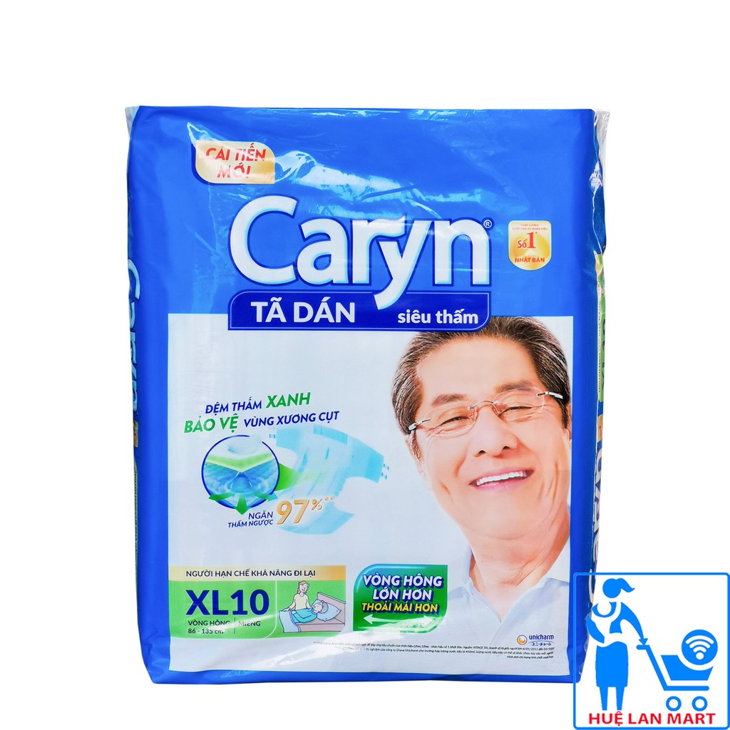 Bỉm Người Già - Tã Dán Siêu Thấm Caryn Size XL10 (Vòng bụng 86-135cm)