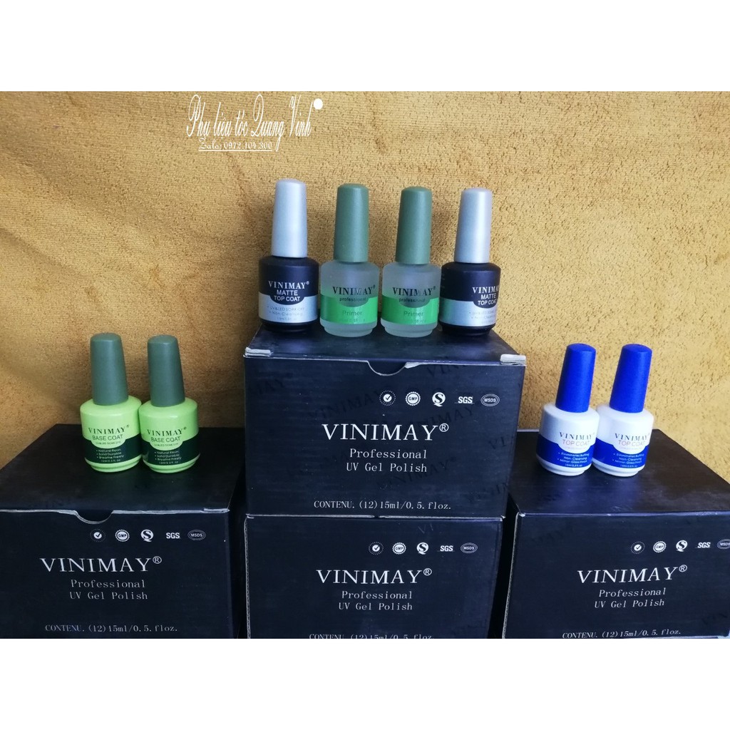 Bộ sản phẩm chăm sóc móng vinimay 15ml {top, base, phá gel...}