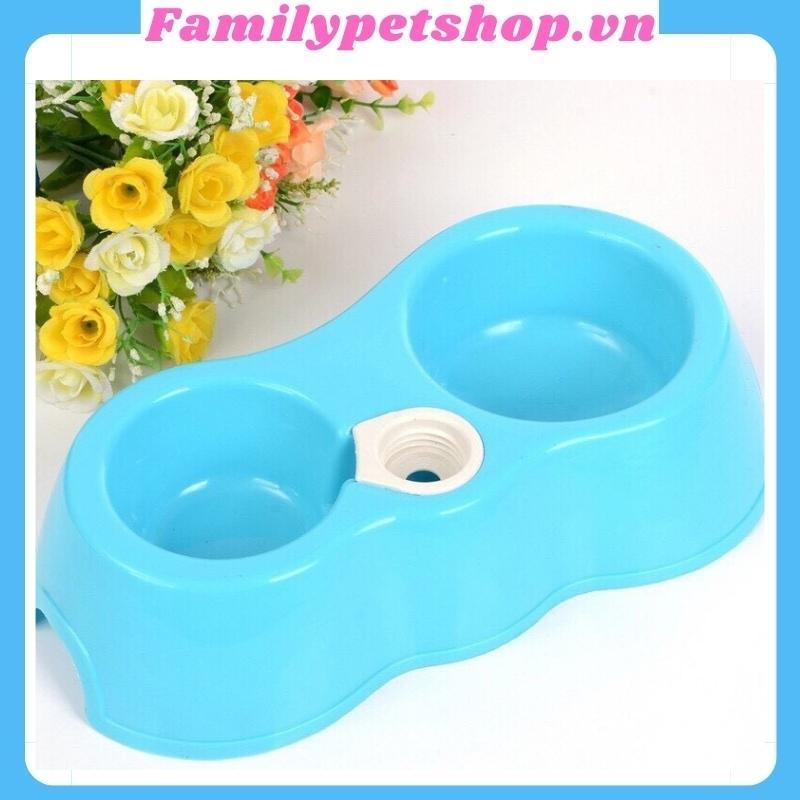 Bát ăn cho chó mèo bát nhựa đôi có gắn bình nước tự độngfamilypetshop.vn