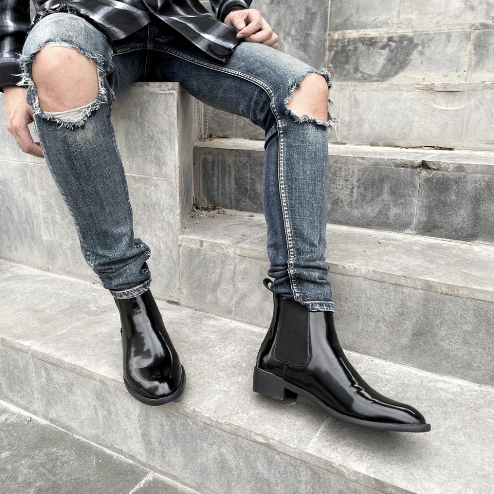 Giày Chelsea Boots nam SN14 cao cổ da bò đế độn 4cm cá tính năng động trẻ trung