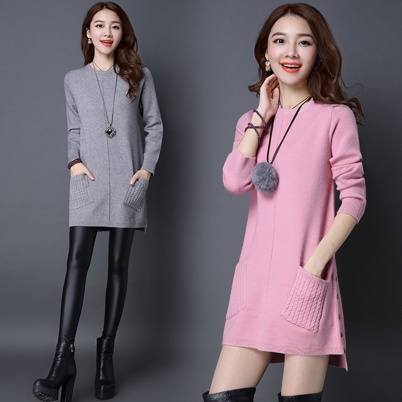 Áo len dáng dài có túi len dệt kim cao cấp (Hàng sẵn) | BigBuy360 - bigbuy360.vn