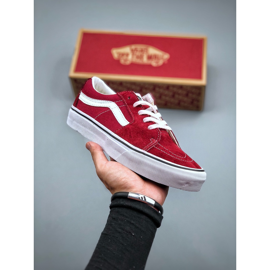 Giày Trượt Patin VANS Sk8-Low Vải Bố Cổ Thấp Màu Đỏ Cho Nam Và Nữ