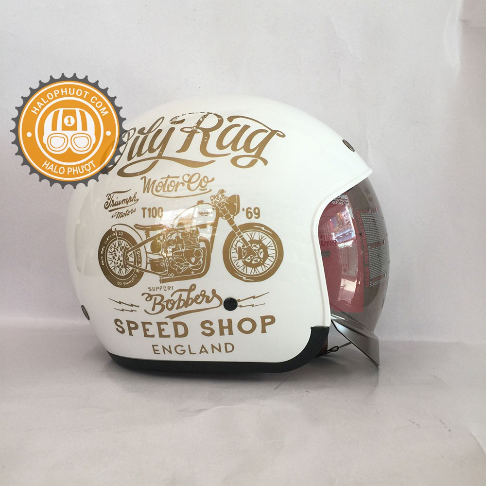 Nón bảo hiểm 3/4 kính âm Royal M139 V5 Trắng (tặng balo rút)