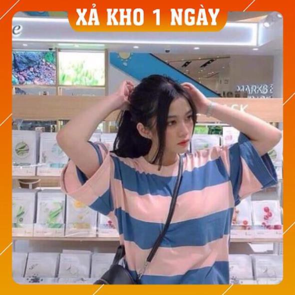 [Mã WARN20 giảm 20k đơn 150k] [HOT TREND] Áo Thun Tay Lỡ Form Rộng, Áo Thun Nữ Đẹp, Kẻ Sọc Ngang FreeSize