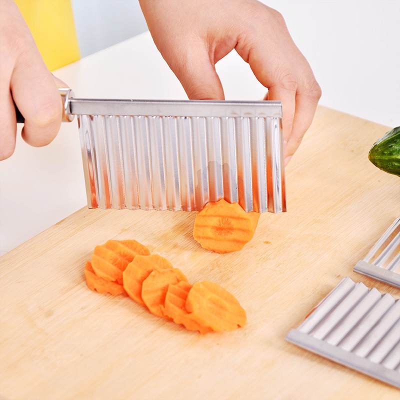 1 Dụng Cụ Cắt Khoai Tây Gợn Sóng Bằng Thép Không Gỉ