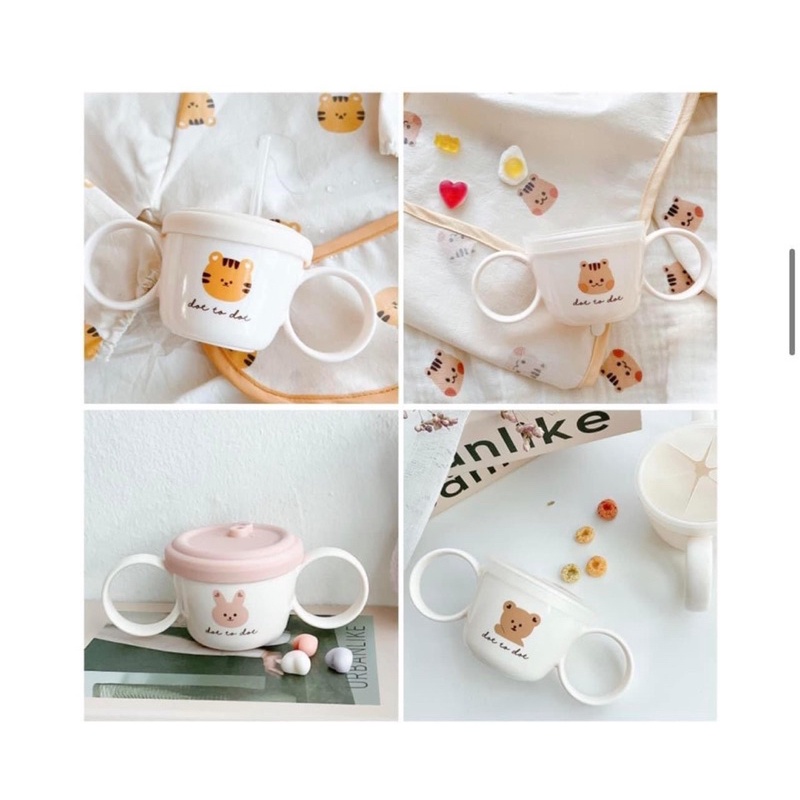 Cốc hút nước cầm tay cho bé phong cách Hàn Quốc cực xinh