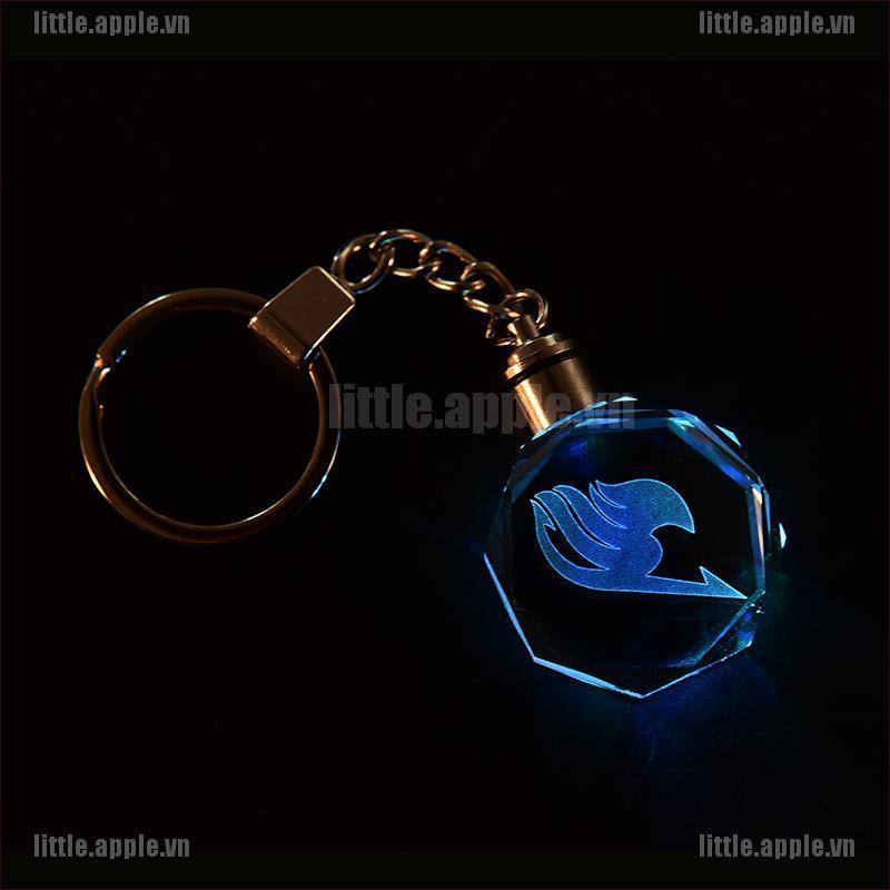 1 móc chìa khóa gắn pha lê in biểu tượng phim anime Fairy Tail có đèn LED trang trí mới