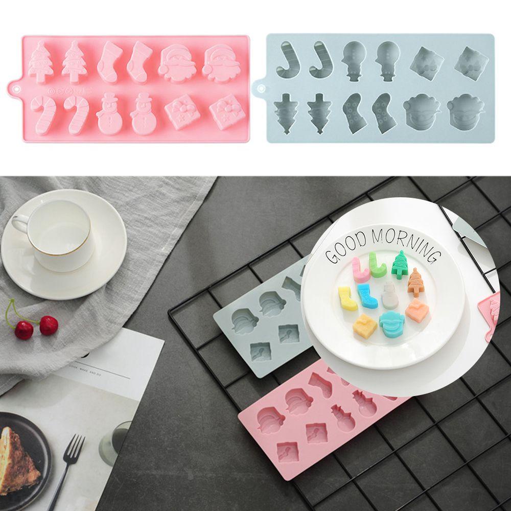 LAKAMIER Khuôn Silicone Làm Xà Phòng 12 Ô Chủ Đề Giáng Sinh