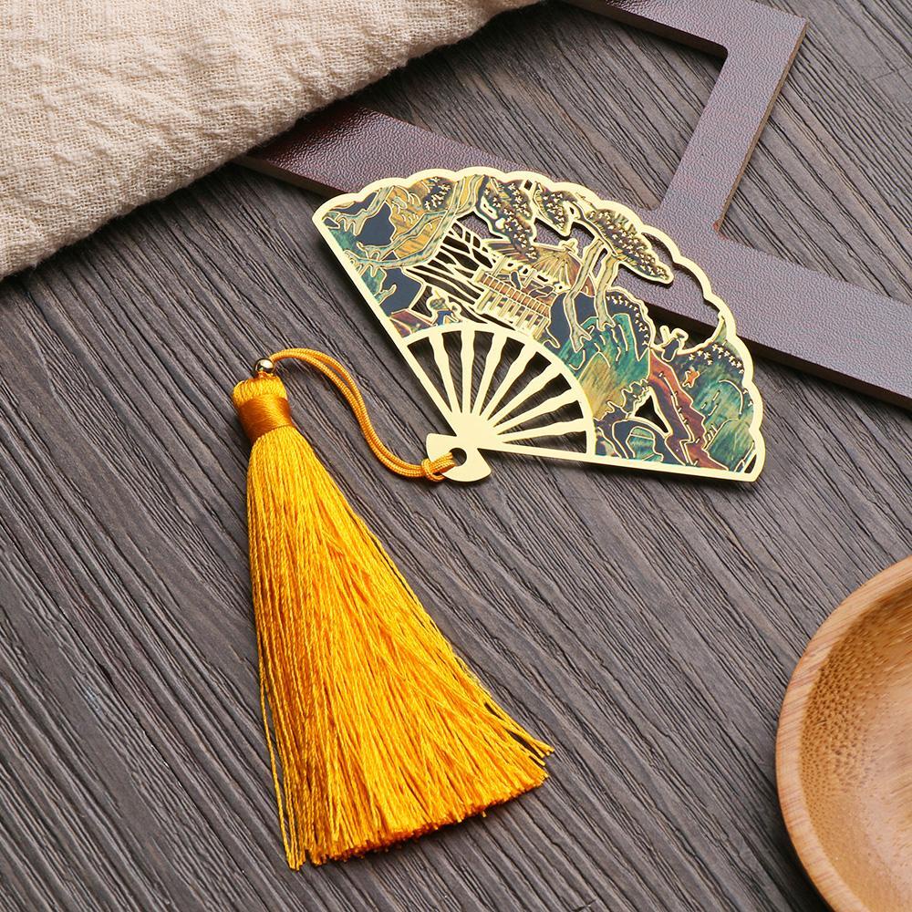 CHOOKEY Thẻ Đánh Dấu Trang Sách Bằng Đồng Thau Phối Tua Rua Phong Cách Trung Hoa
