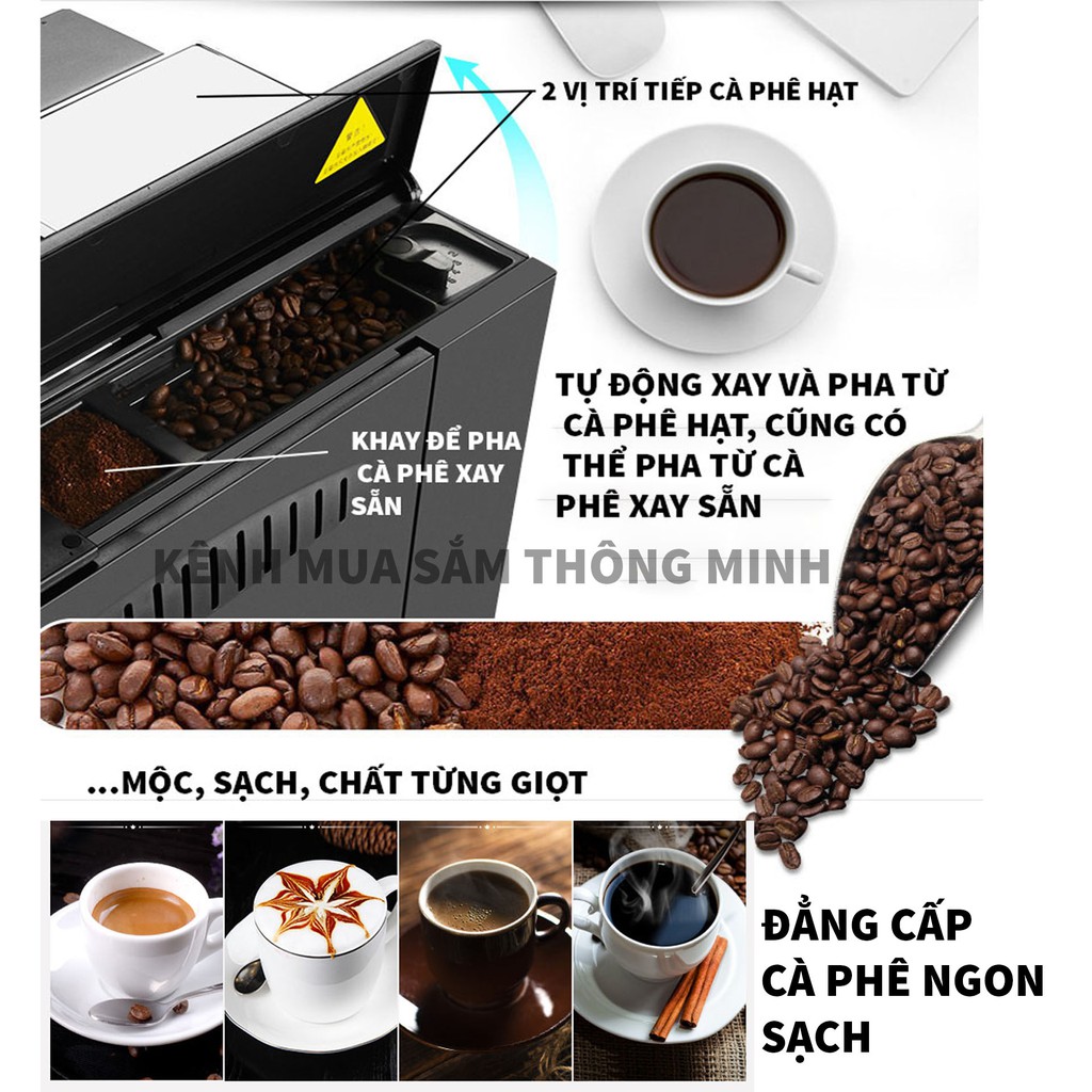 Máy pha cà phê hoàn toàn tự động từ hạt COLET, pha Americano, Cappuccino, Latte, Espresso, pha cà phê sạch, mộc