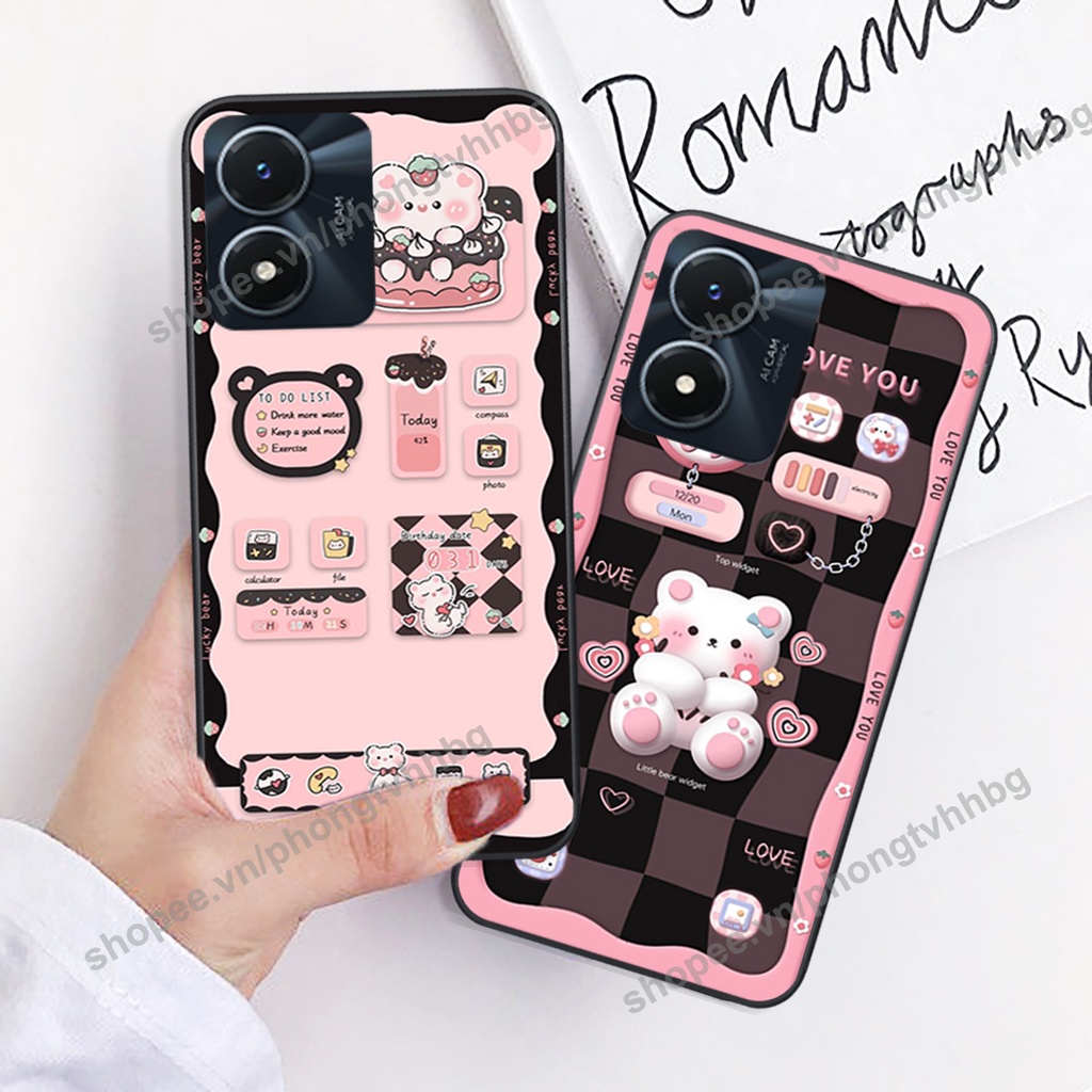 Ốp lưng Vivo Y01 - Vivo Y02S gấu,thỏ trắng , đồng hồ dễ thương cute cực đẹp
