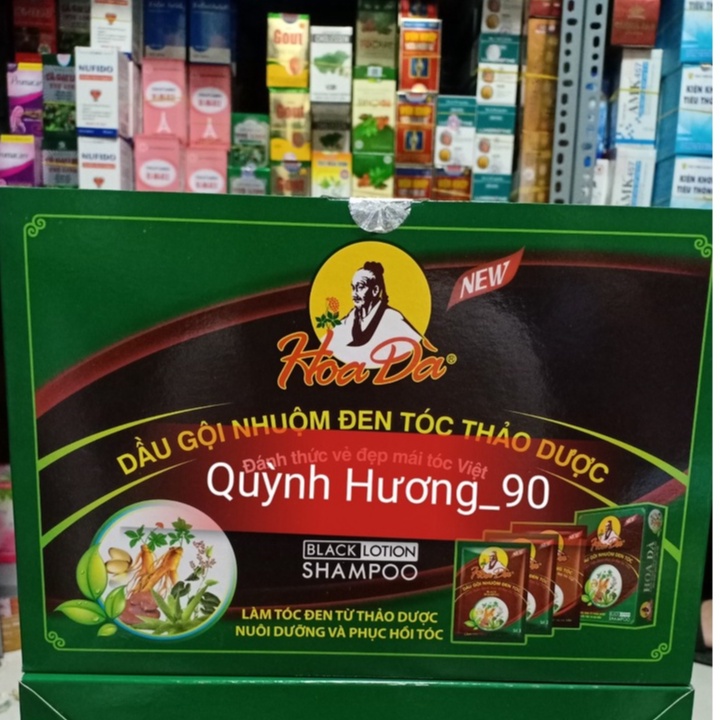 Dầu gội nhuộm đen HOA ĐÀ hộp lớn ( 20 lố )