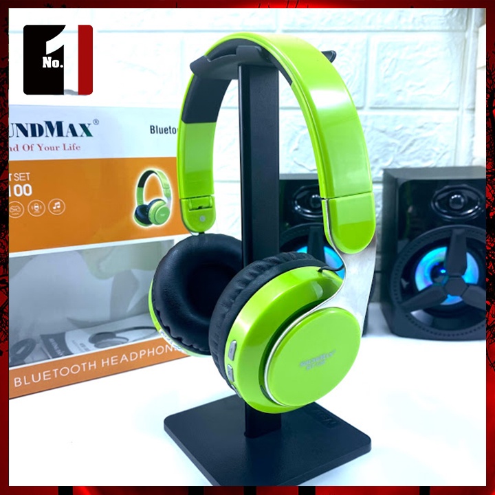 Tai Nghe Headphone Chụp Tai Chính Hãng SOUNDMAX BT100 Tai Nghe Nhạc Điện Thoại Úp Tai Không Dây
