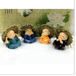 BỘ TƯỢNG 4 CHÚ TIỂU TỨ KHÔNG ĐỘI NÓN RƠM