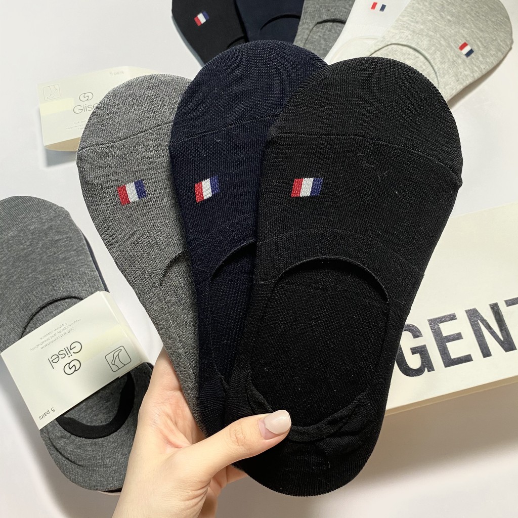 Tất vớ hài lười nam nữ COMBO 5 ĐÔI cotton co giãn Giisel thoáng khí - chống thối chân - có silicon chống trượt