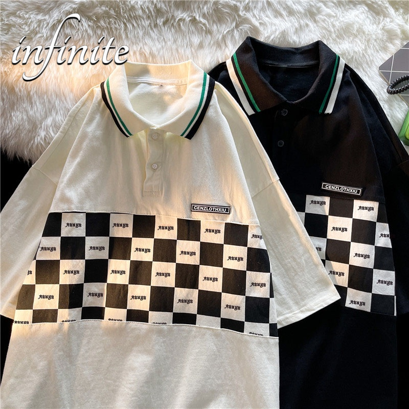 Áo polo Ngắn Tay Form Rộng Họa Tiết Ca Rô Đơn Giản Thời Trang Dành Cho Nam