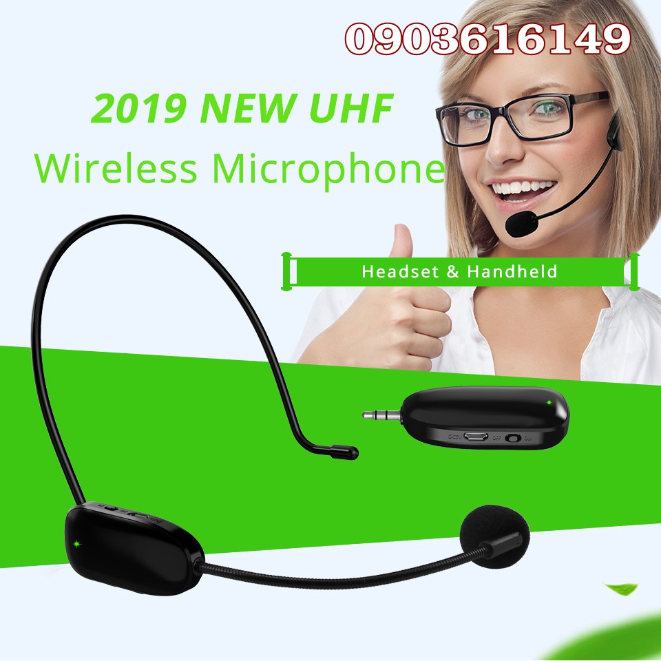 Micro Không Dây đeo tai - cài đầu Newgood UHF sóng khỏe - Mẫu mới 2019