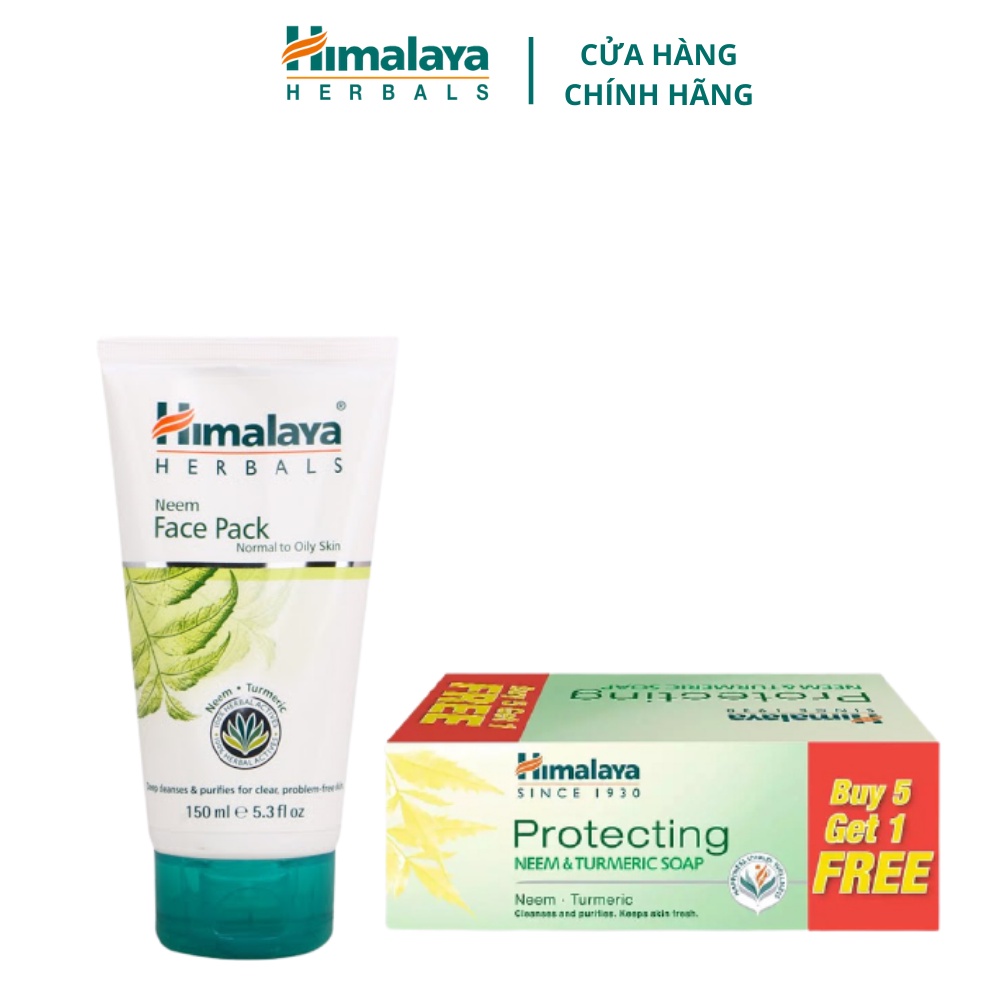 Combo làm sạch toàn diện Himalaya Neem Face Pack 150ml + 6 xà bông giảm mụn Himalaya Neem Soap 75gx6