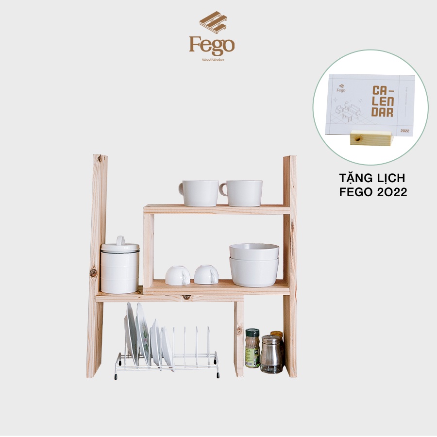 Kệ bếp đa năng / Kệ gỗ thông Decor FEGO