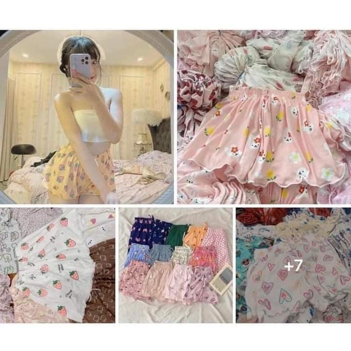 Quần đùi nữ mặc nhà chất cotton họa tiết hoạt hình dễ thương ,cạp chun co giãn  thoáng mát