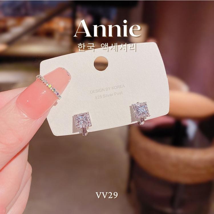 Bông tai nữ đính đá vuông thép y tế không gỉ cao cấp cá tính ANNIE VV29