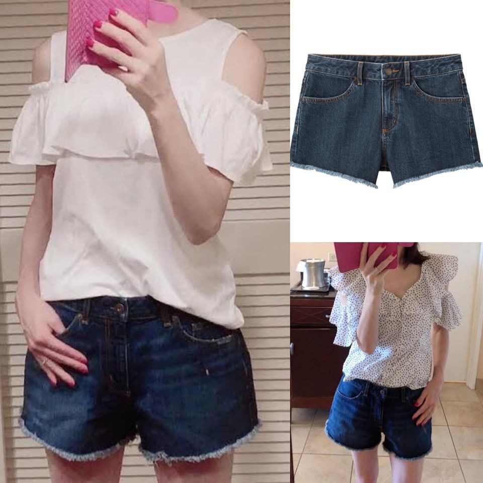 Hàng có sẵn chân váy và quần sóc bò GU. | BigBuy360 - bigbuy360.vn