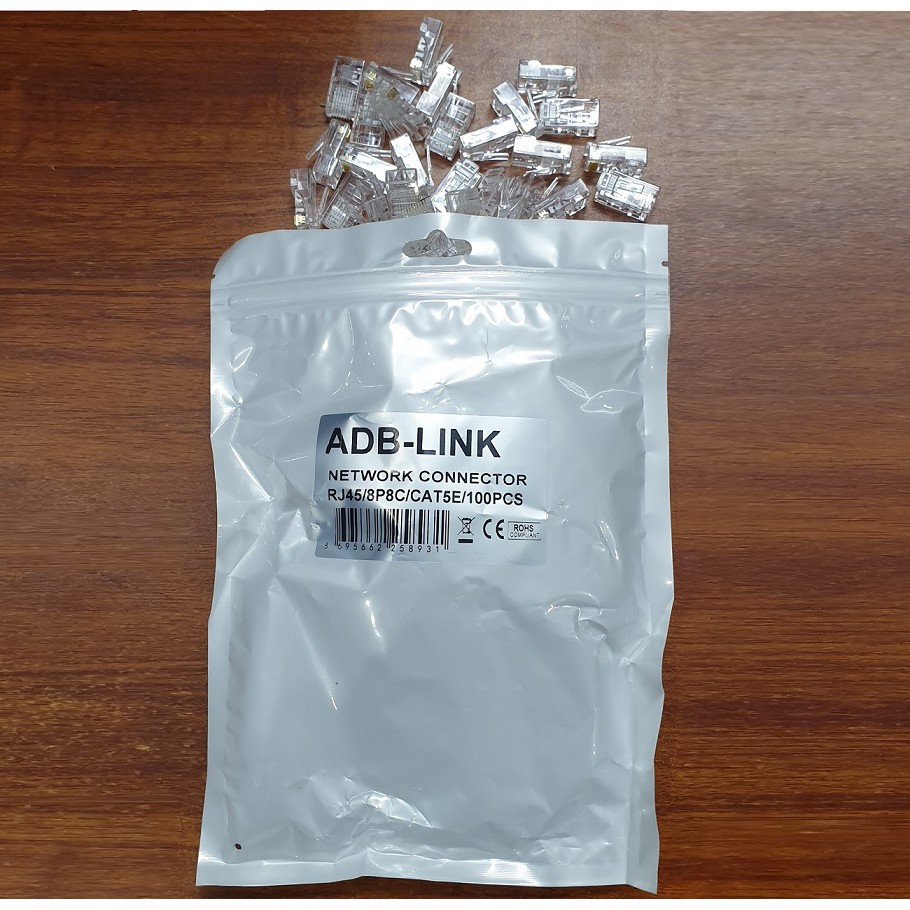 Hạt Mạng Cat6 JR45 Connector ADBLink 100 Hạt / Túi