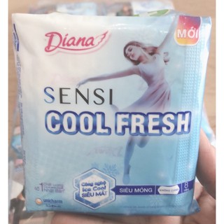 chính hãng Diana Sensi Cool Fresh, băng vệ sinh siêu mỏng cánh, không cánh 8 miếng