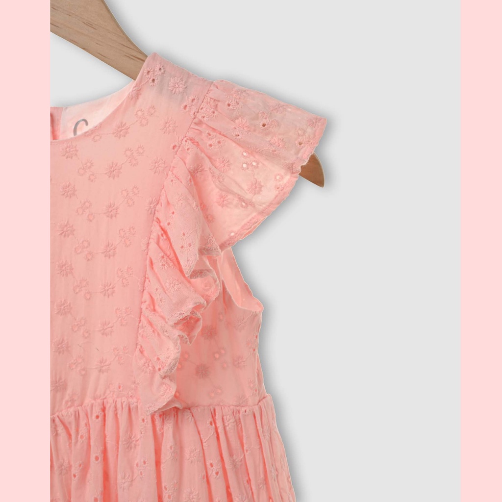 Váy thêu hoa nhí tay xếp ly Lovekids