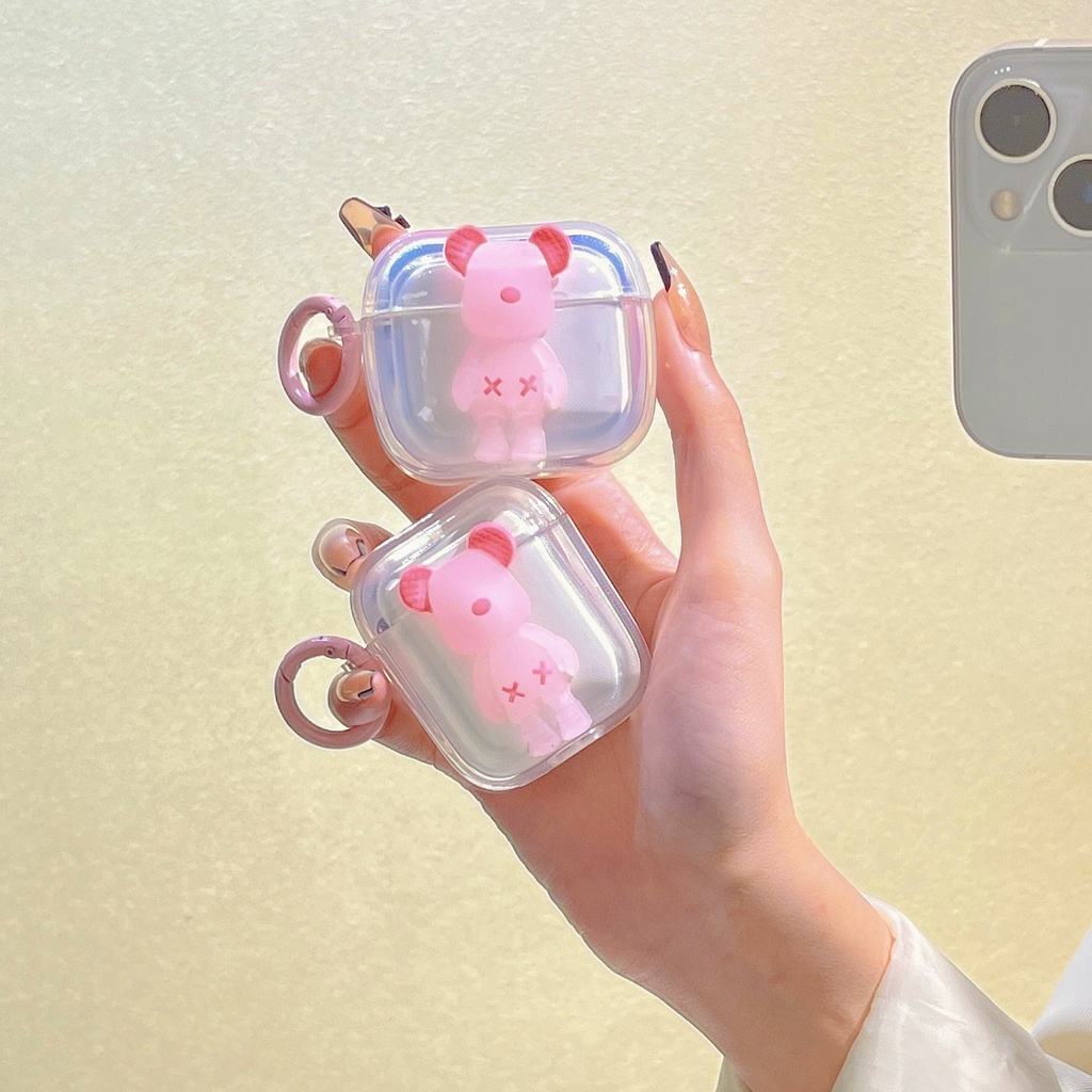Vỏ Bảo Vệ Hộp Sạc Tai Nghe AirPods 1 2 pro 3 2021 gen3 Bluetooth Không Dây Chất Liệu Silicon IMD Mềm Hình Vuông Họa Tiết Gấu Violent Bear