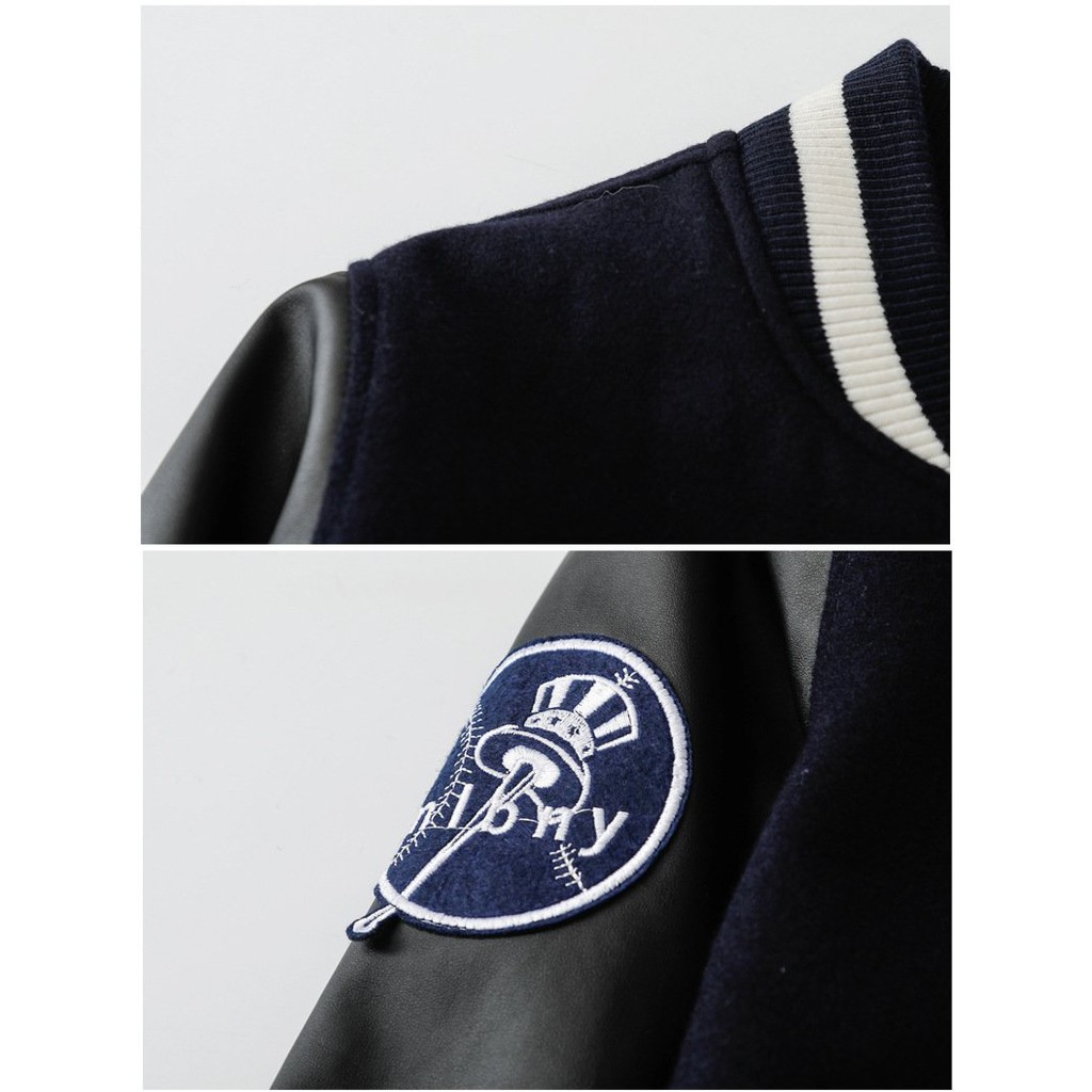 [HÀNG ORDER - FULL TAG] 🔥 Áo Bomber M.L.B N.Y Tay Da Cúc Vàng Logo Thêu Unisex Nam Nữ 🔥 | BigBuy360 - bigbuy360.vn