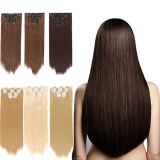 Set 6 tép tóc giả WIGSIN 16 kẹp thẳng dài nhiều màu sắc tùy chọn 24 inch xinh xắn
