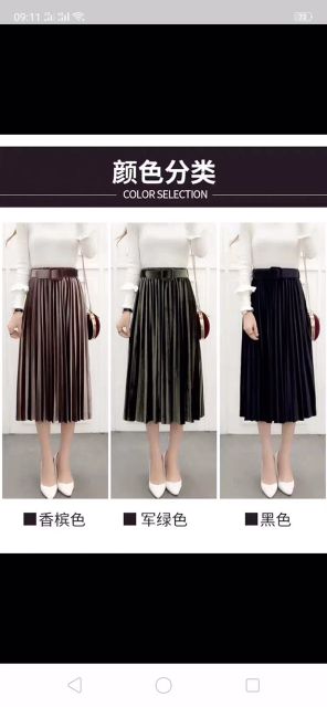 CHÂN VÁY NHUNG XẾP LY - ẢNH THẬT | BigBuy360 - bigbuy360.vn