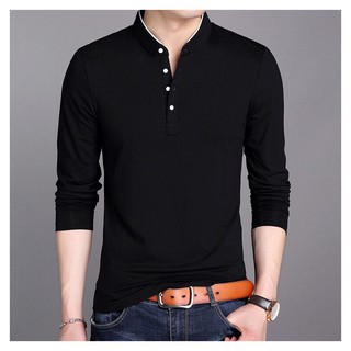 Áo thun dài tay nam Cotton 100% cổ tàu mới nhất 2020