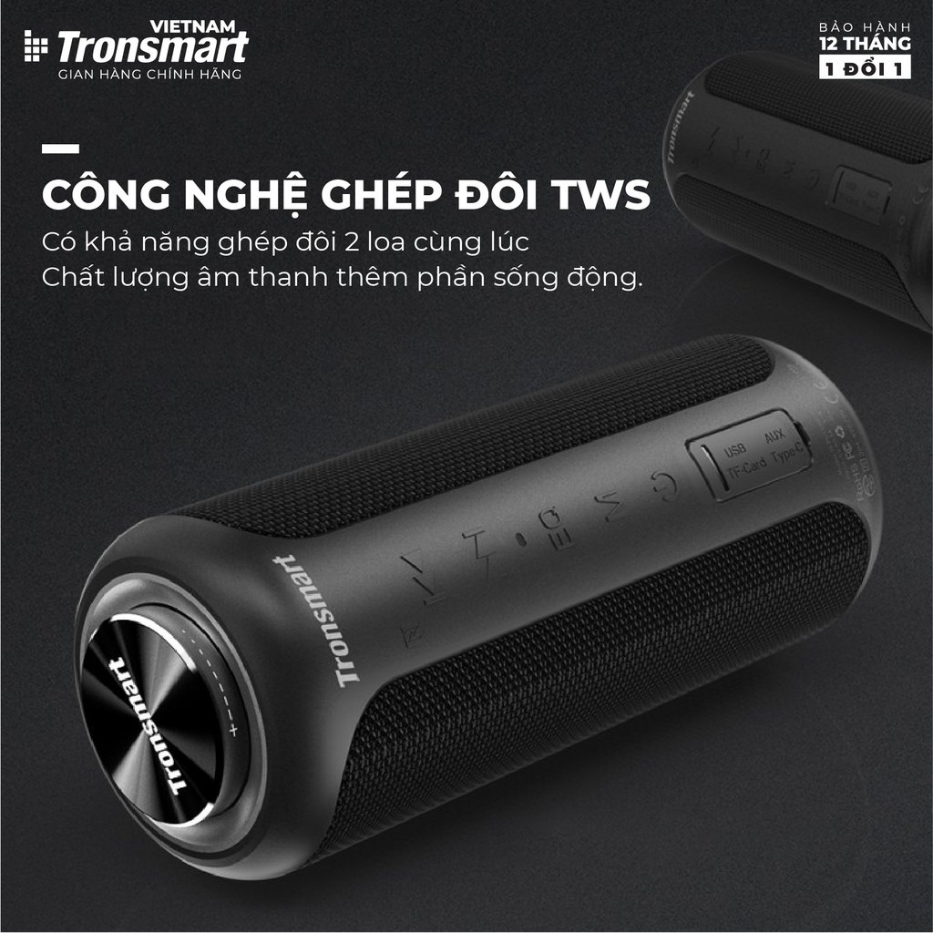 【Giao Hỏa Tốc】Loa Bluetooth Tronsmart Element T6 Plus 40W, BT 5.0, Công nghệ SoundPulse, Chống nước IPX6 - Chính Hãng