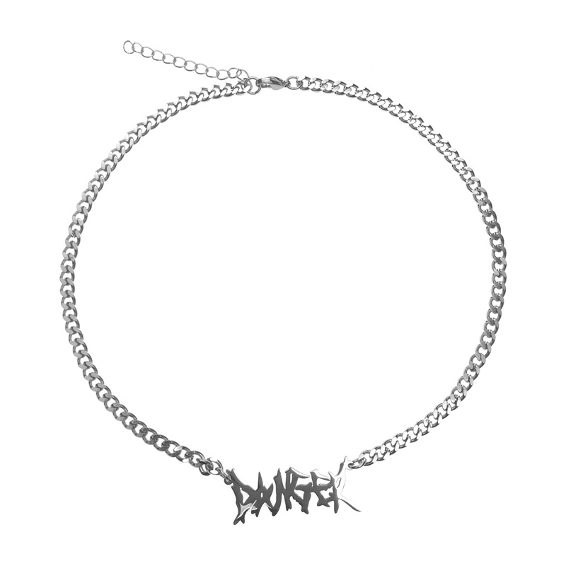 Vòng cổ hợp kim cho nam và nữ mặt chữ Thorn kiểu Hàn Quốc