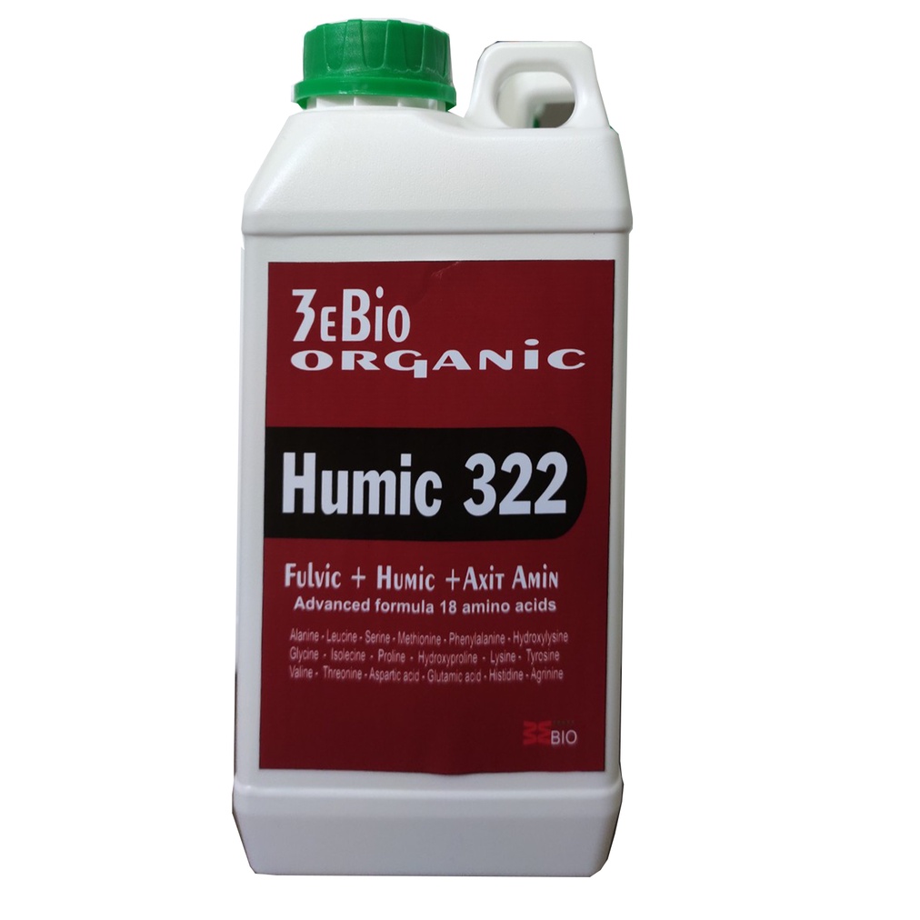 Phân bón acid HUMIC 322 - kích thích ra rễ mạnh - chống ngộ độc cho cây trồng - chai 1 lít (3EBIO)