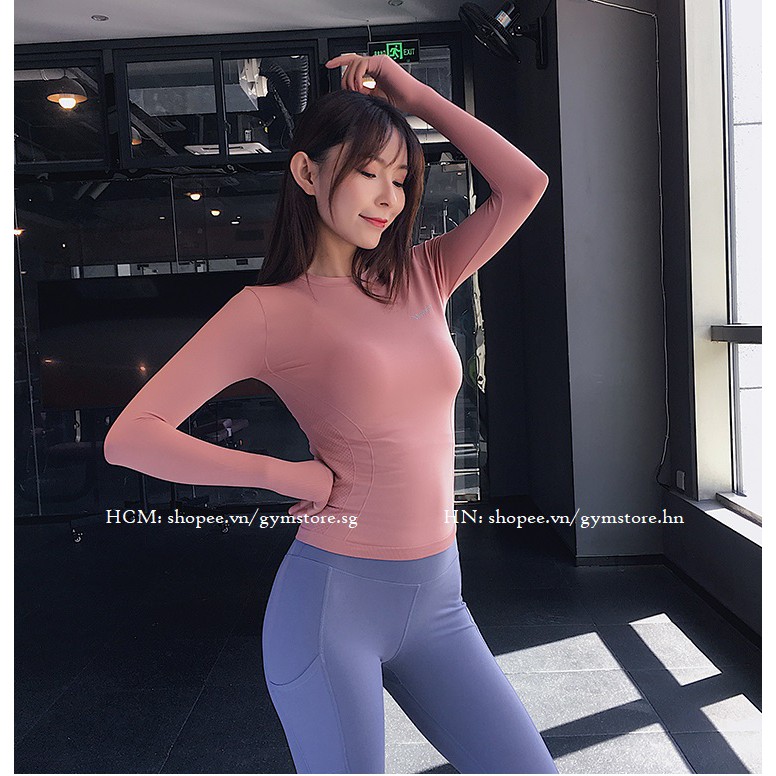 Áo Thun Tập Gym Nữ ❤️𝐇𝐀̀𝐍𝐆 𝐗𝐈̣𝐍❤️ Dài Tay Ôm Body Tôn Dáng Siêu Mềm Mịn Thể Thao Nữ 𝑮𝒀𝑴𝑺𝑻𝑶𝑹𝑬 623