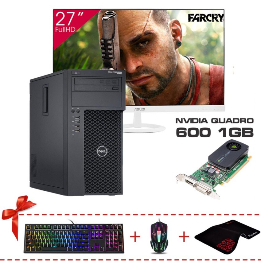 Máy Trạm Render Dell  T1650 MT + Màn hình ASUS 27 Inch  (Xeon E3-1225, Ram ECC 16GB, HDD 2TB,VGA Quadro 600)+Quà Tặng | BigBuy360 - bigbuy360.vn