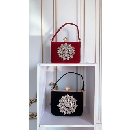 Clutch đi tiệc nhung đính đá cao cấp, sang trọng( kéo xem ảnh thật)