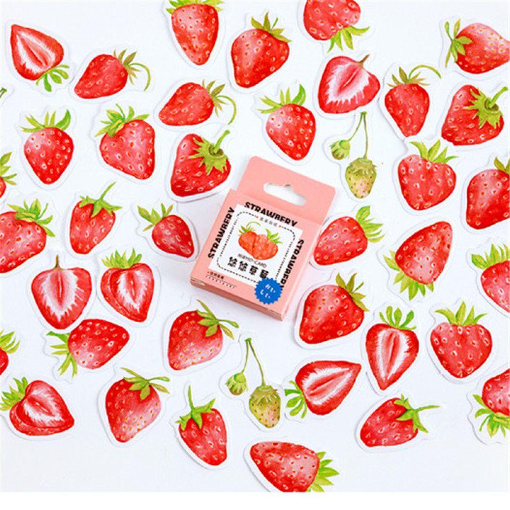 SHOUKEY Hộp 45 Sticker Dán Trang Trí Hình Quả Dâu Mới