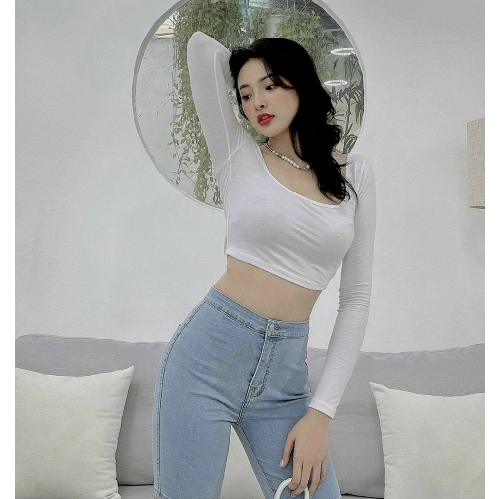 Quần jean ngố lửng ôm trơn 1 nút không túi l