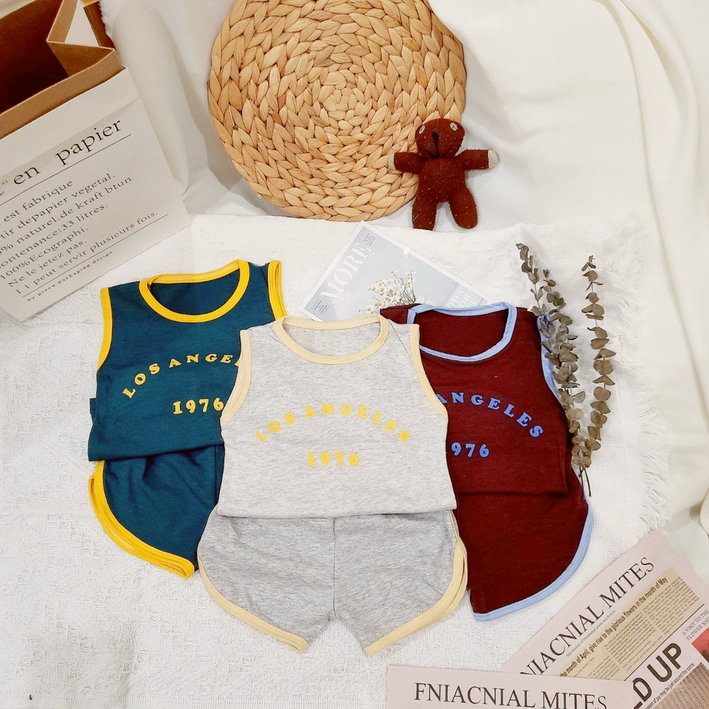 Đồ bộ bé trai và đồ bộ bé gái 8-18kg AM726 - Bộ quần áo ba lỗ chạy viền TTR223