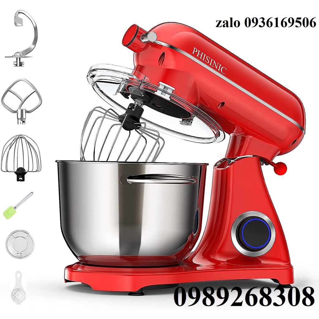 (Hàng xuất Châu Âu) Máy nhào bột Cooklee 8L 1800W  - Thân hợp kim nhôm không phải nhựa, 100% thố inox chạy êm ái