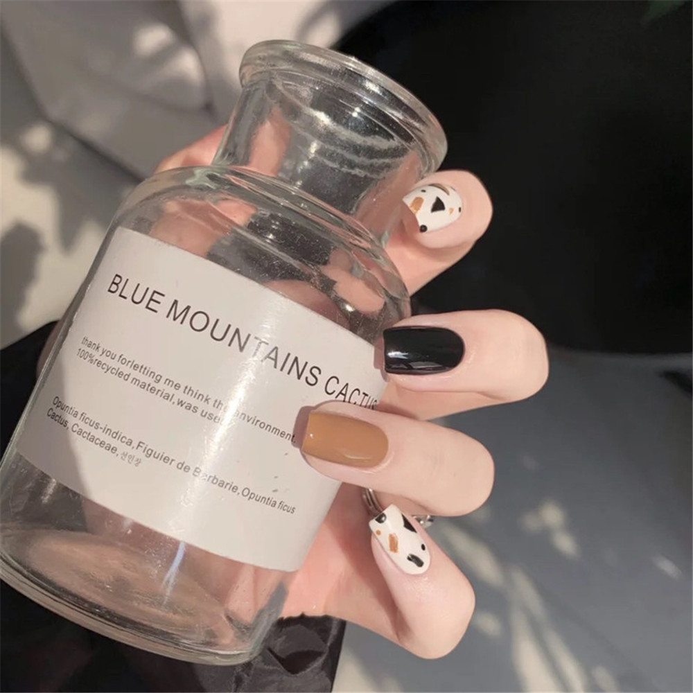 [Hàng mới về] Bộ 24 cái móng tay giả trang trí màu hồng 3D chống nước tháo được cho nữ