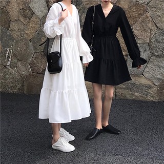 |V02| VÁY ĐẦM TẦNG ULZZANG TAY DÀI NỮ TÍNH