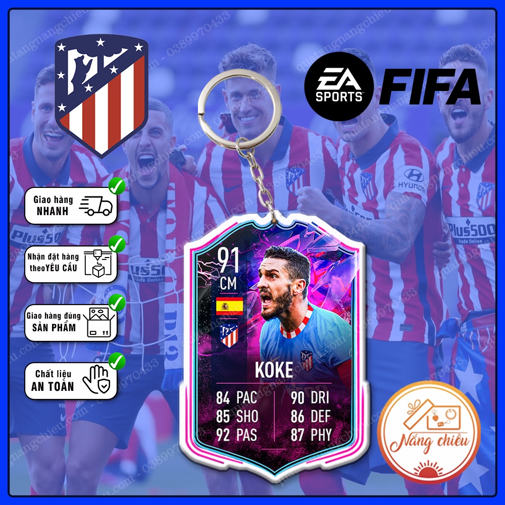 Móc khóa CLB Atlético de Madrid - Thiết kế với mọi nhân vật ☘️MÓC KHÓA THẺ CẦU THỦ☘️