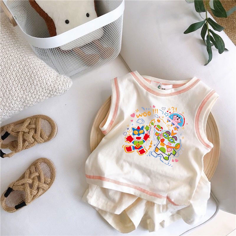 Bộ Đồ Thể Thao Áo Thun Cotton Tay Ngắn Phối Quần Ngắn Phong Cách Phương Tây Thời Trang Mùa Hè Mới Cho Bé Trai Gái 2022